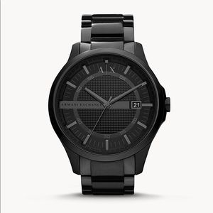 Armani Exchange Three-Hand Black Stainless Steel Watch